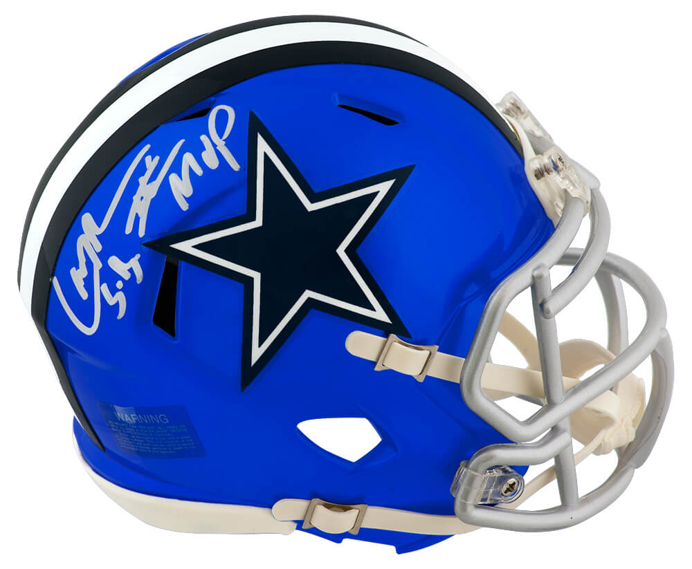 Larry Brown Autographed Dallas Cowboys FLASH Riddell Speed Mini Helmet with SB XXX MVP-Powers Sports Memorabilia