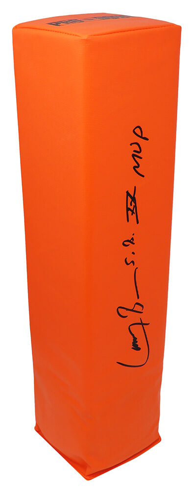 Larry Brown Autographed Orange End Zone Pylon with SB XXX MVP-Powers Sports Memorabilia