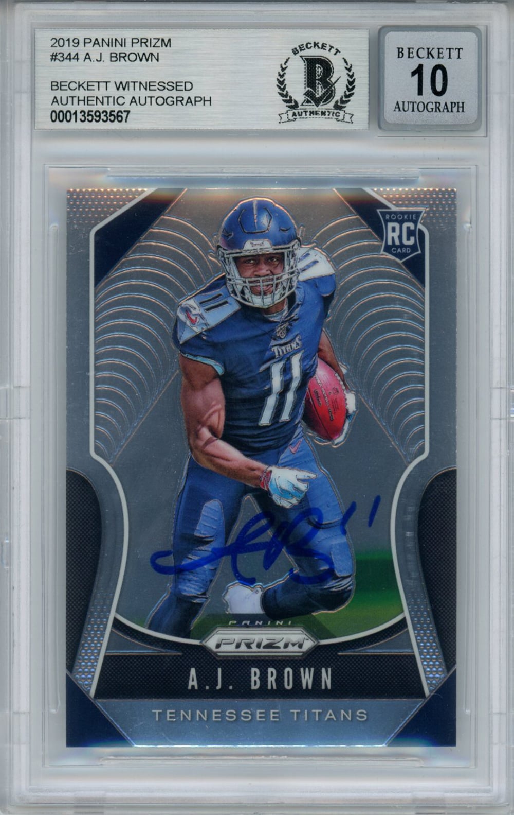 AJ Brown 2019 Panini Prizm #344 Rookie Signed Card Beckett 10 Slab Beckett-Powers Sports Memorabilia