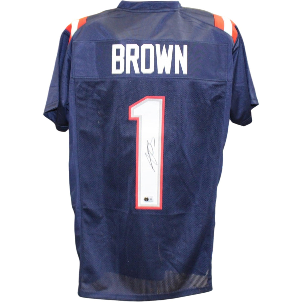 AJ Brown Signed Pro Style Size XL Blue Jersey Beckett Witnessed-Powers Sports Memorabilia