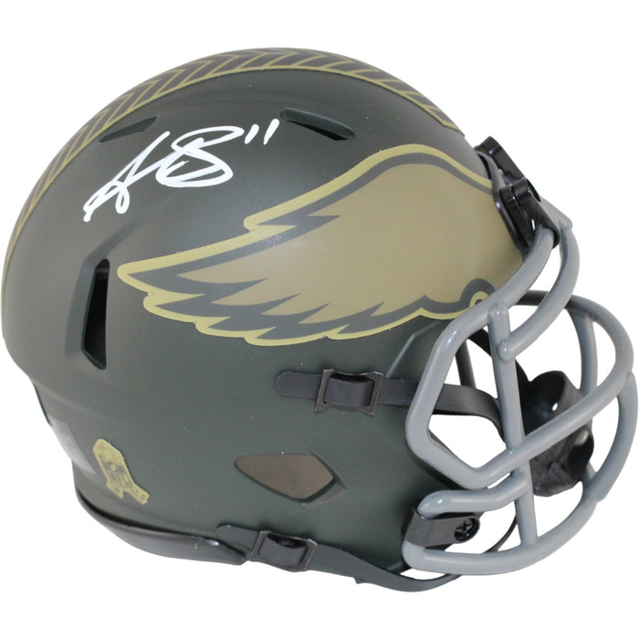AJ Brown Signed Philadelphia Eagles 25 STS Mini Helmet Beckett W-Powers Sports Memorabilia