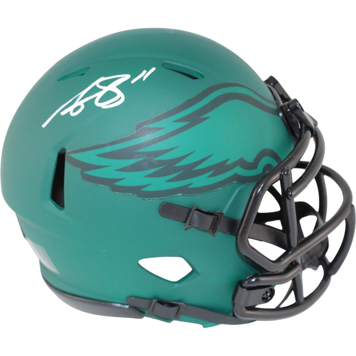 AJ Brown Signed Philadelphia Eagles Rave Mini Helmet – Beckett Witness Authenticated-Powers Sports Memorabilia