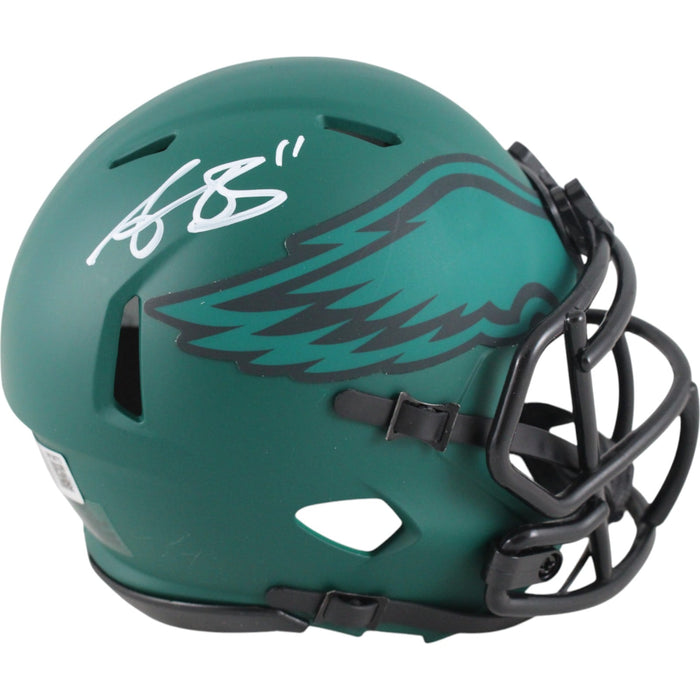 AJ Brown Autographed Philadelphia Eagles Rave Mini Helmet – Beckett Witness Authenticated-Powers Sports Memorabilia