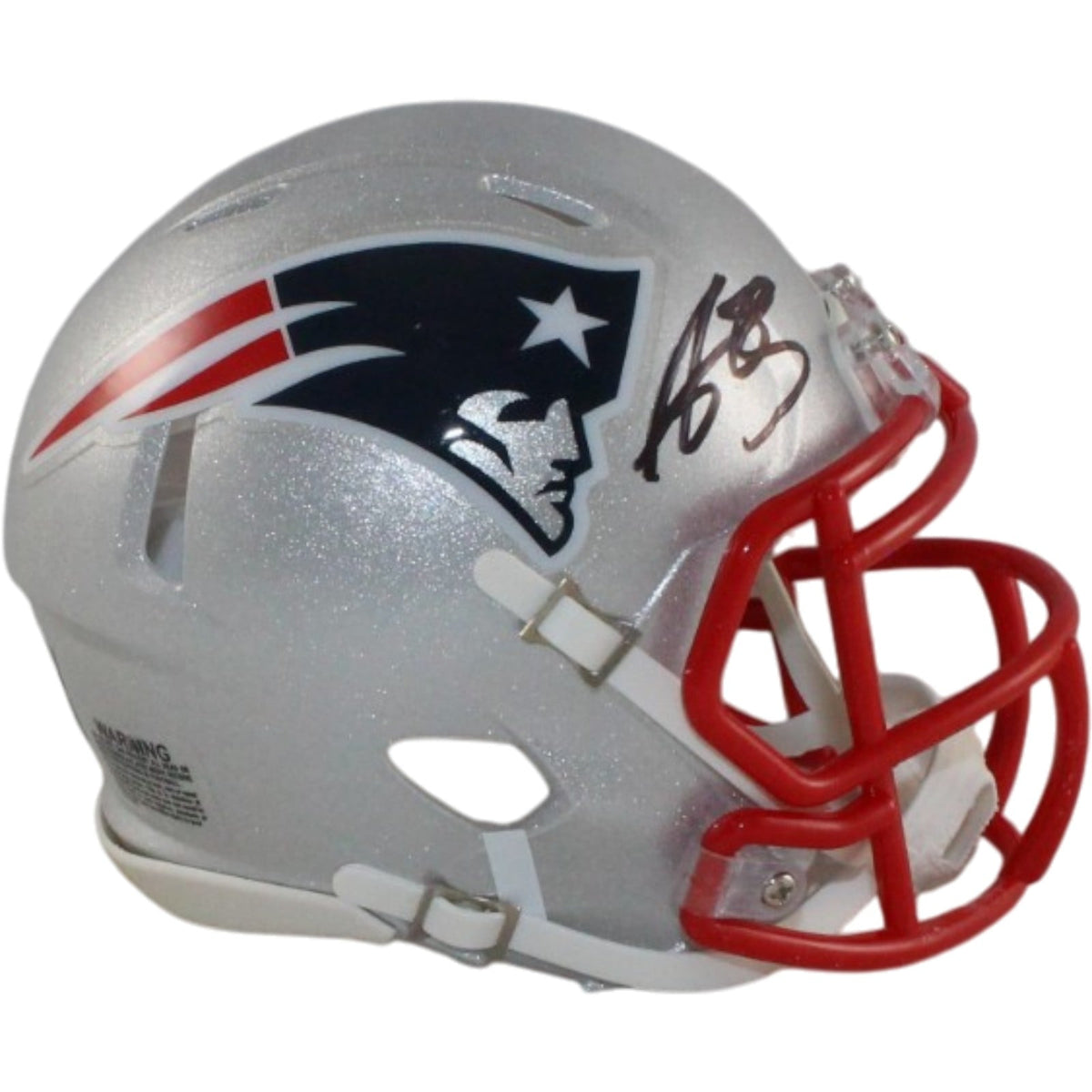 AJ Brown Signed New England Patriots Mini Helmet Beckett Witnessed-Powers Sports Memorabilia