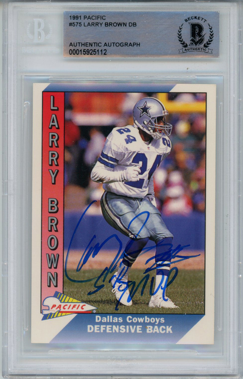 Larry Brown 1991 Pro Set Platinum #286 Rookie Signed Card SB MVP-Powers Sports Memorabilia