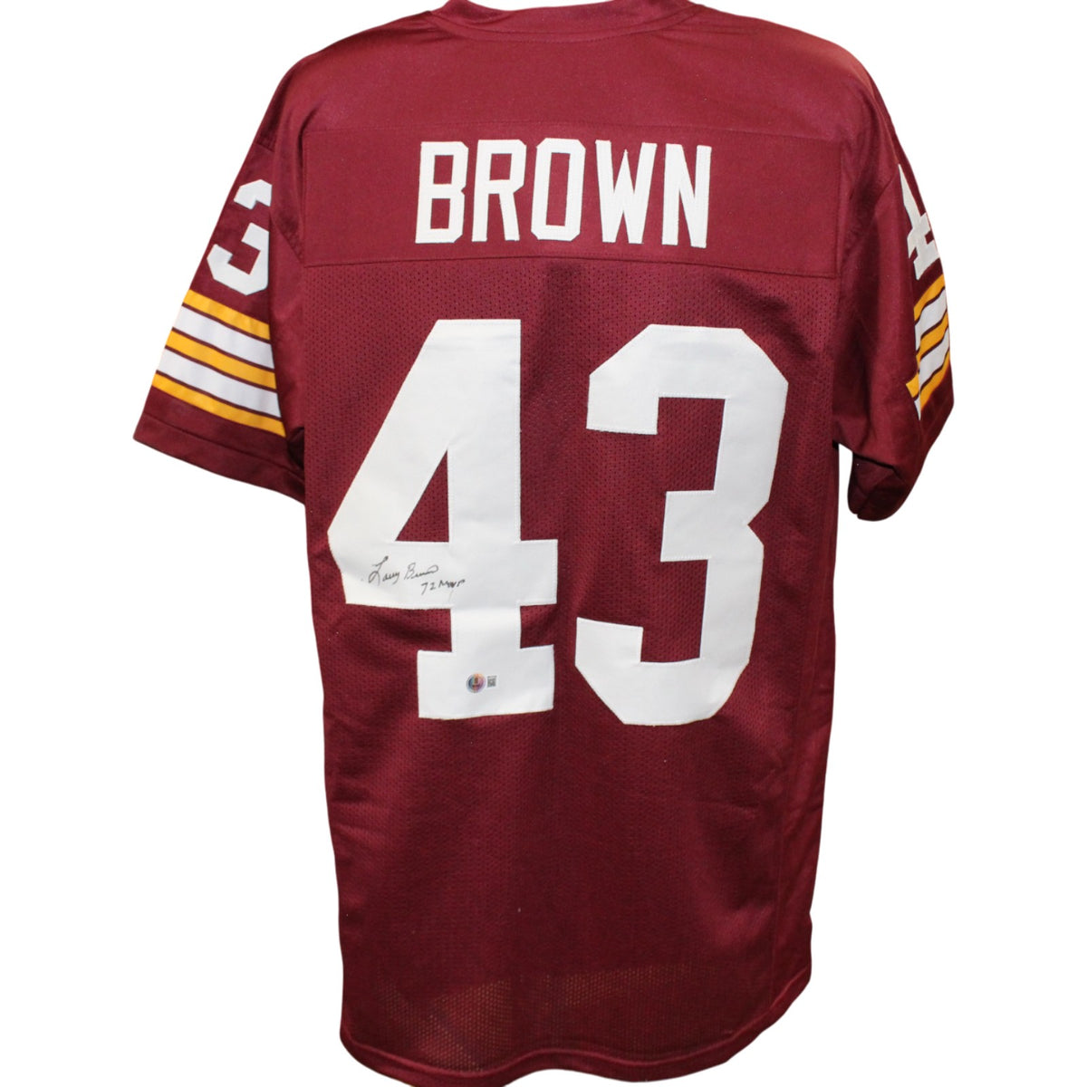 Larry Brown Pro Style XL Red Signed Jersey 72 MVP Beckett Witness 54287 Beckett-Powers Sports Memorabilia