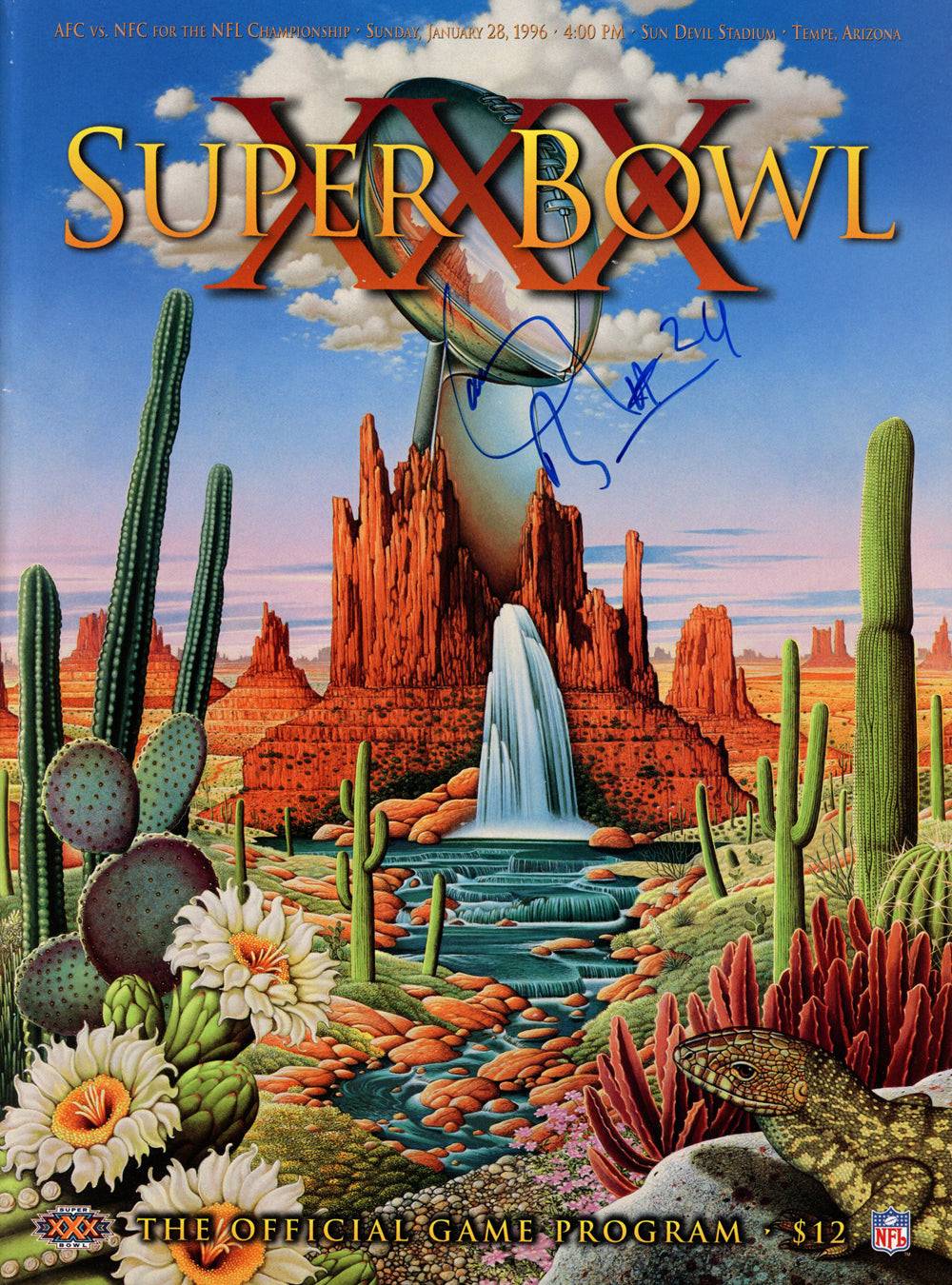 Larry Brown Dallas Cowboys Signed Mini Helmet - Super Bowl XXX Program Beckett Beckett-Powers Sports Memorabilia