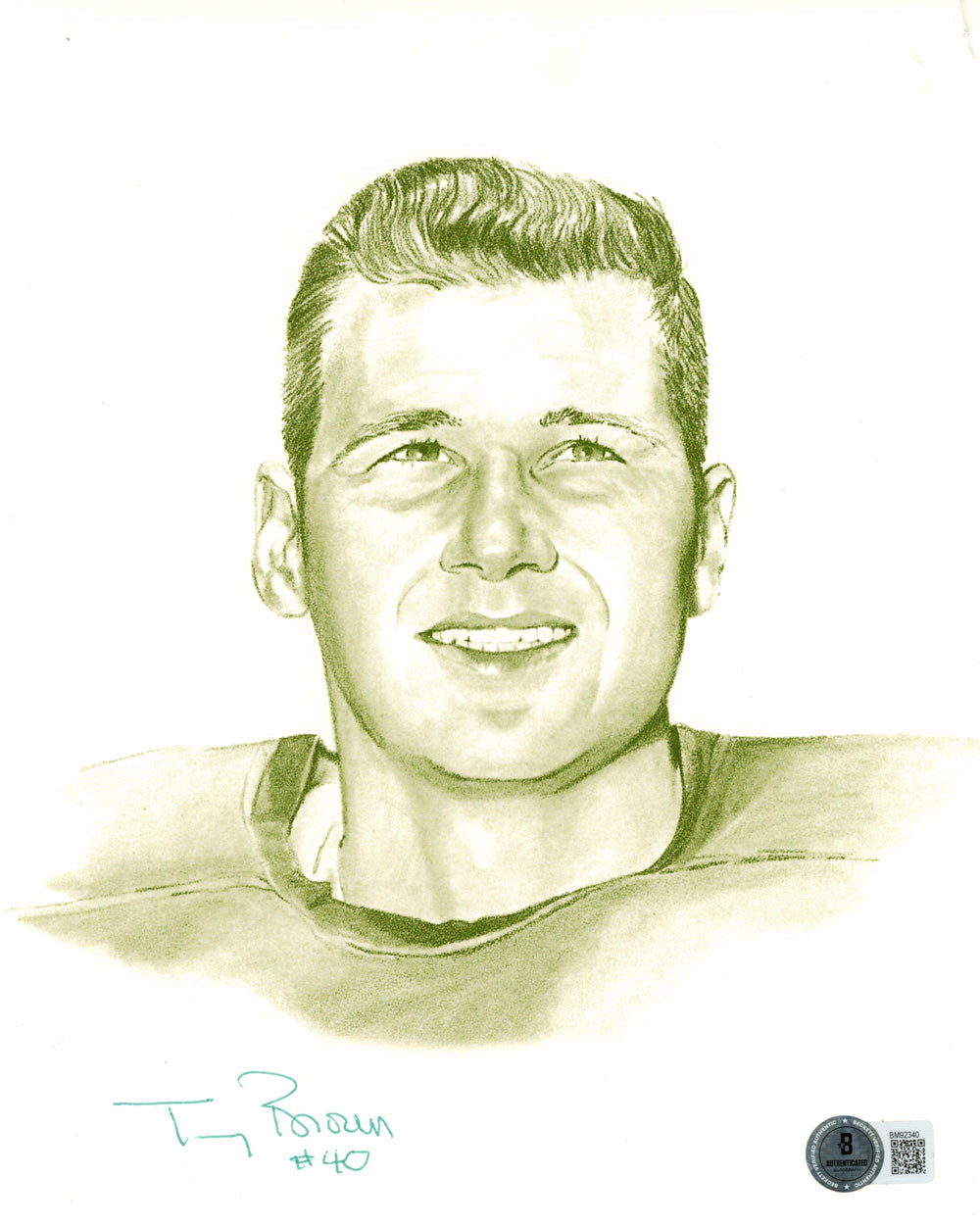Tom Brown Green Bay Packers Signed 8x10 Photo-Powers Sports Memorabilia