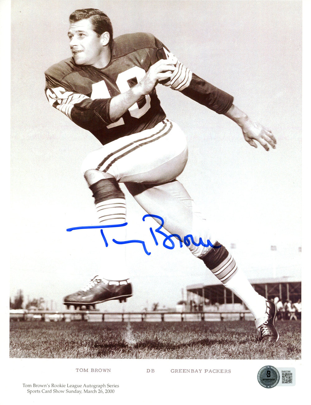 Tom Brown Green Bay Packers Signed Mini Helmet - 9x11 Beckett Beckett - 47878-Powers Sports Memorabilia