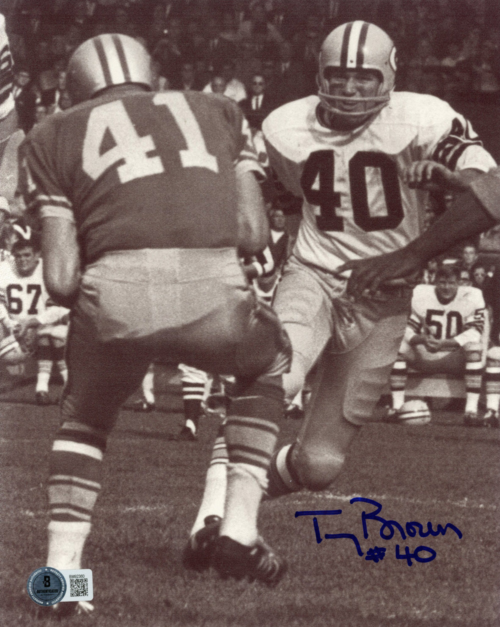 Tom Brown Green Bay Packers Signed 8x10 Photo - Beckett Beckett-Powers Sports Memorabilia