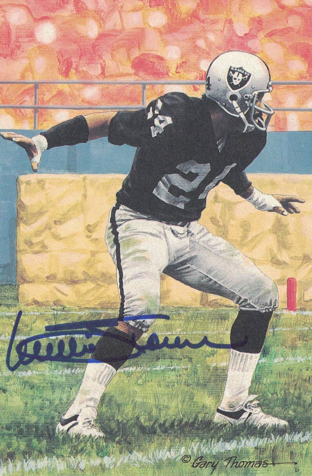 Willie Brown Oakland Raiders Signed Golf Ball - Goal Line Art Blue-Powers Sports Memorabilia
