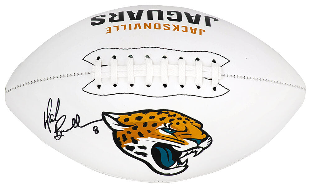 Mark Brunell Autographed Jacksonville Jaguars Logo Franklin White Football-Powers Sports Memorabilia