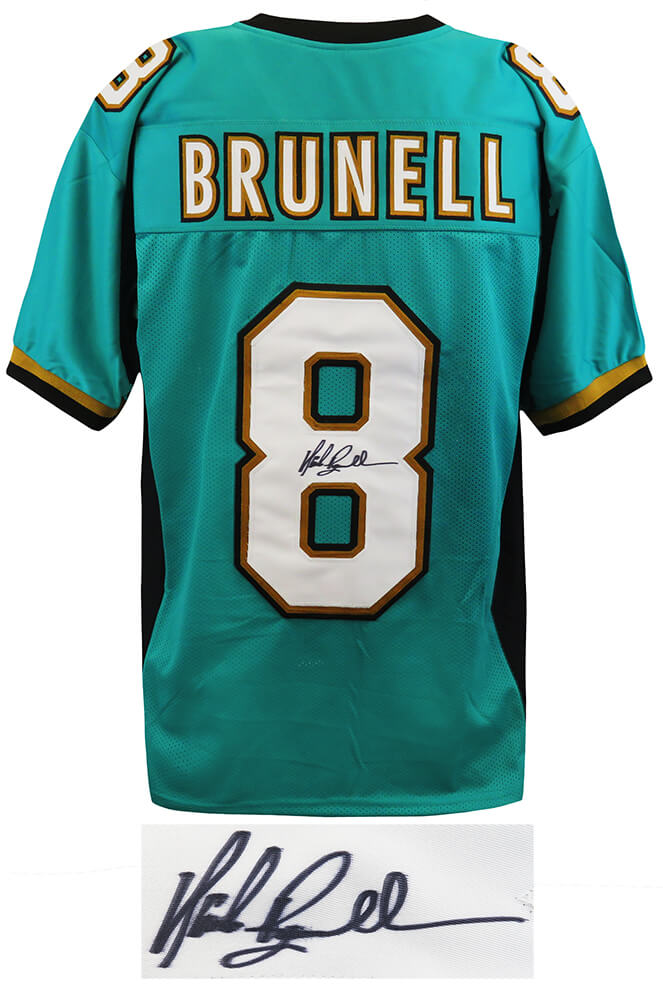 Mark Brunell Autographed Teal T/B Custom Football Jersey-Powers Sports Memorabilia