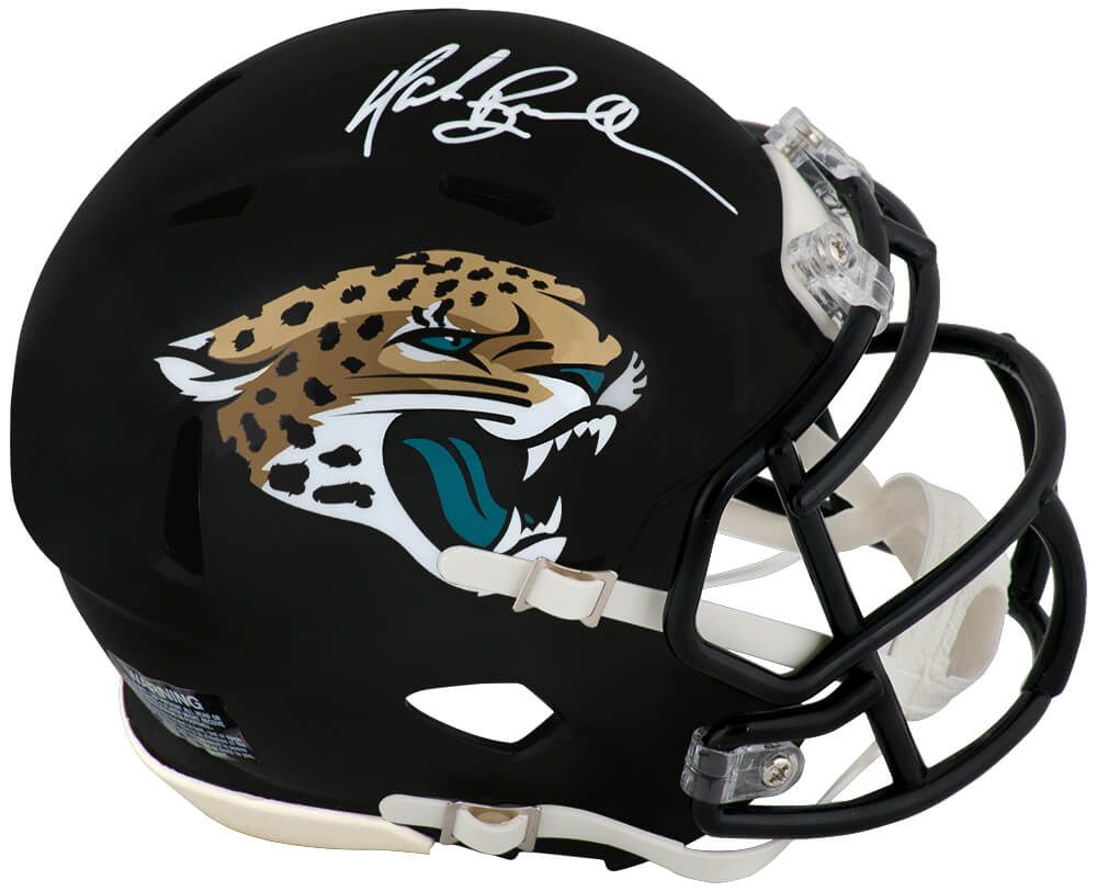 Mark Brunell Autographed Jacksonville Jaguars T/B Riddell Speed Mini Helmet (White Ink)-Powers Sports Memorabilia
