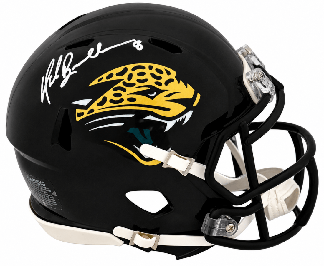Mark Brunell Autographed Jaguars Throwback Riddell Speed Mini Helmet - (In White)-Powers Sports Memorabilia
