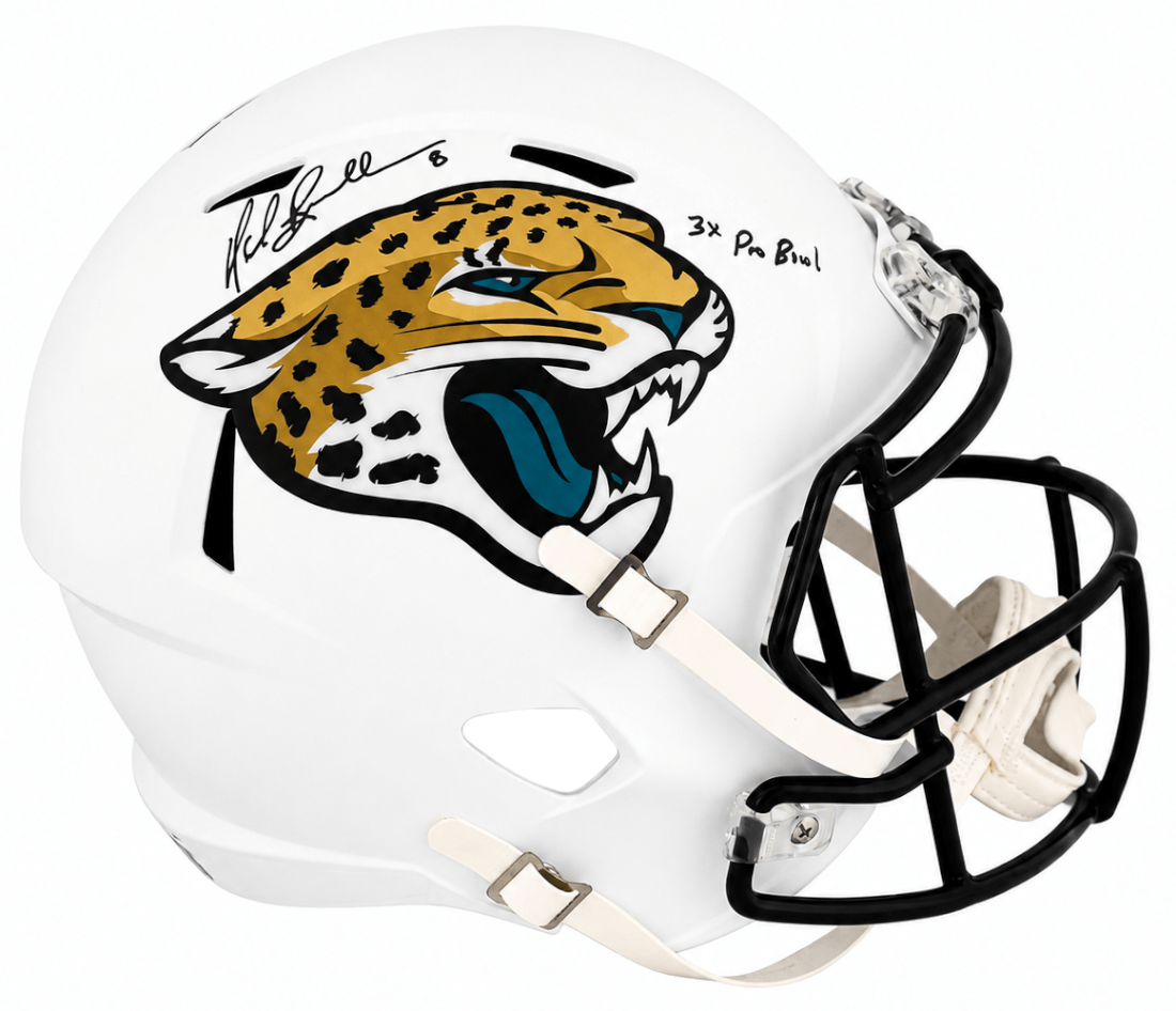 Mark Brunell Autographed Jaguars 2024 Alternate White Riddell Full Size Speed Replica Helmet with 3x Pro Bowl-Powers Sports Memorabilia