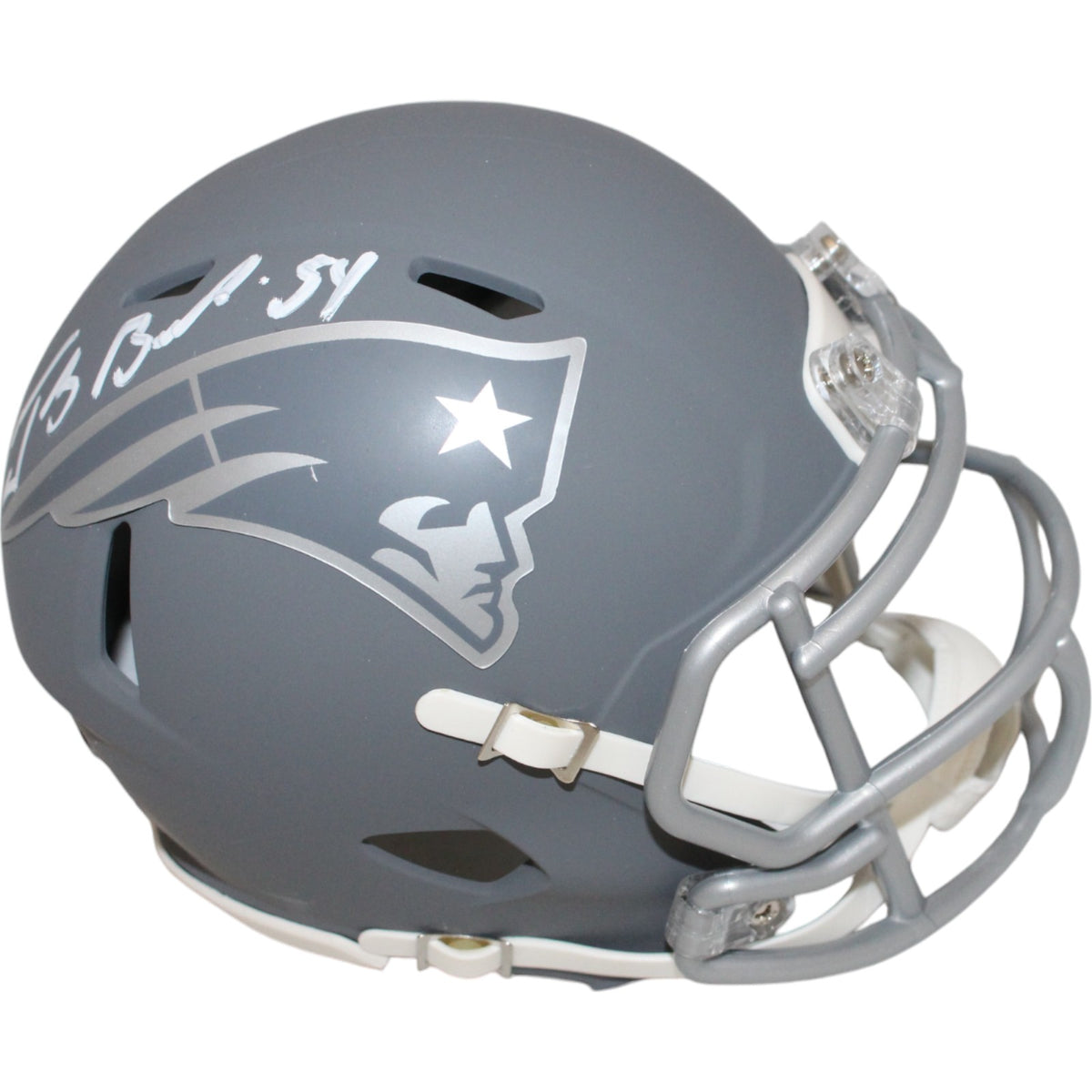 Tedy Bruschi New England Patriots Slate Signed Mini Helmet-Powers Sports Memorabilia