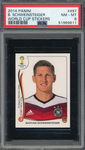 Bastian Schweinsteiger 2014 Panini World Cup Stickers Card #497 PSA 8-Powers Sports Memorabilia