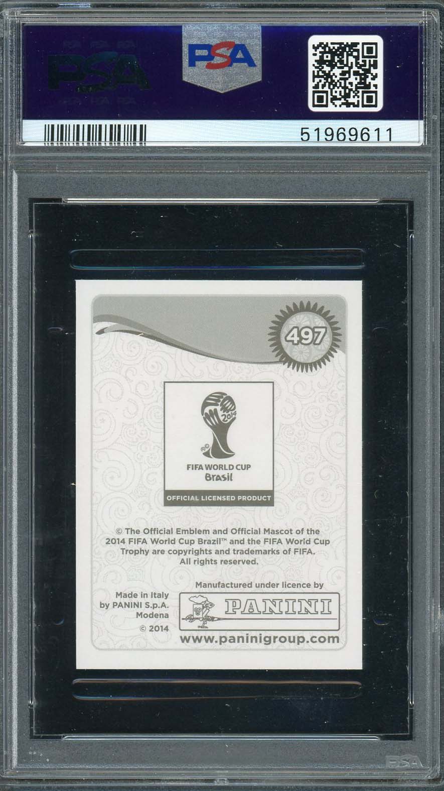 Bastian Schweinsteiger 2014 Panini World Cup Stickers Card #497 PSA 8-Powers Sports Memorabilia