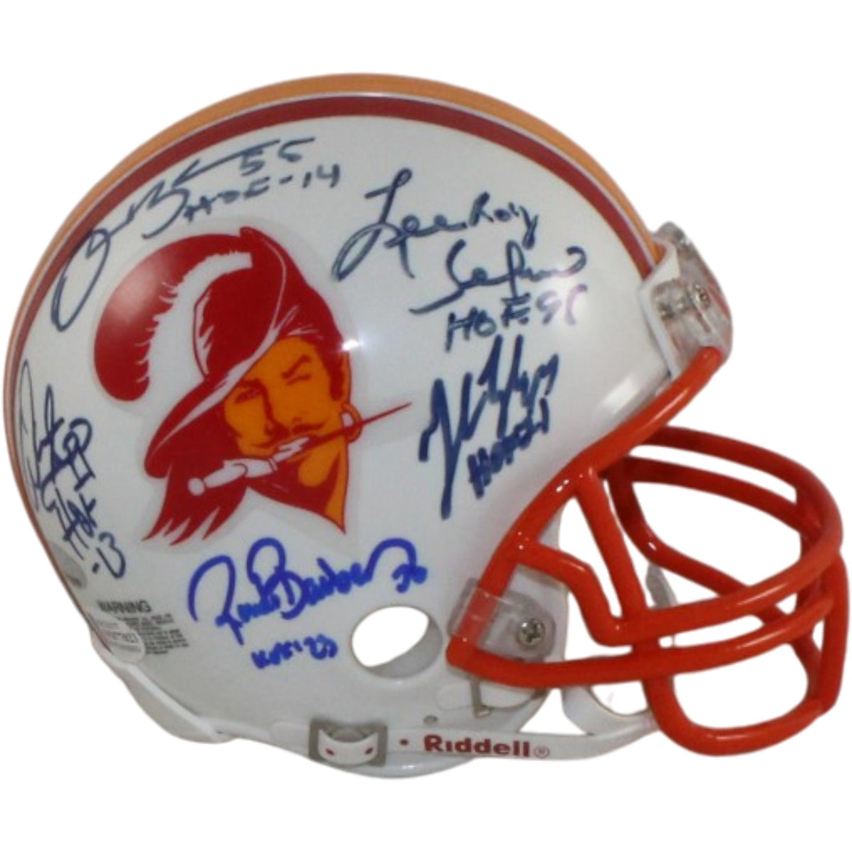Lee Roy Selmon +4 Tampa Bay Buccaneers Signed Mini Helmet - 75-96 Beckett Beckett-Powers Sports Memorabilia