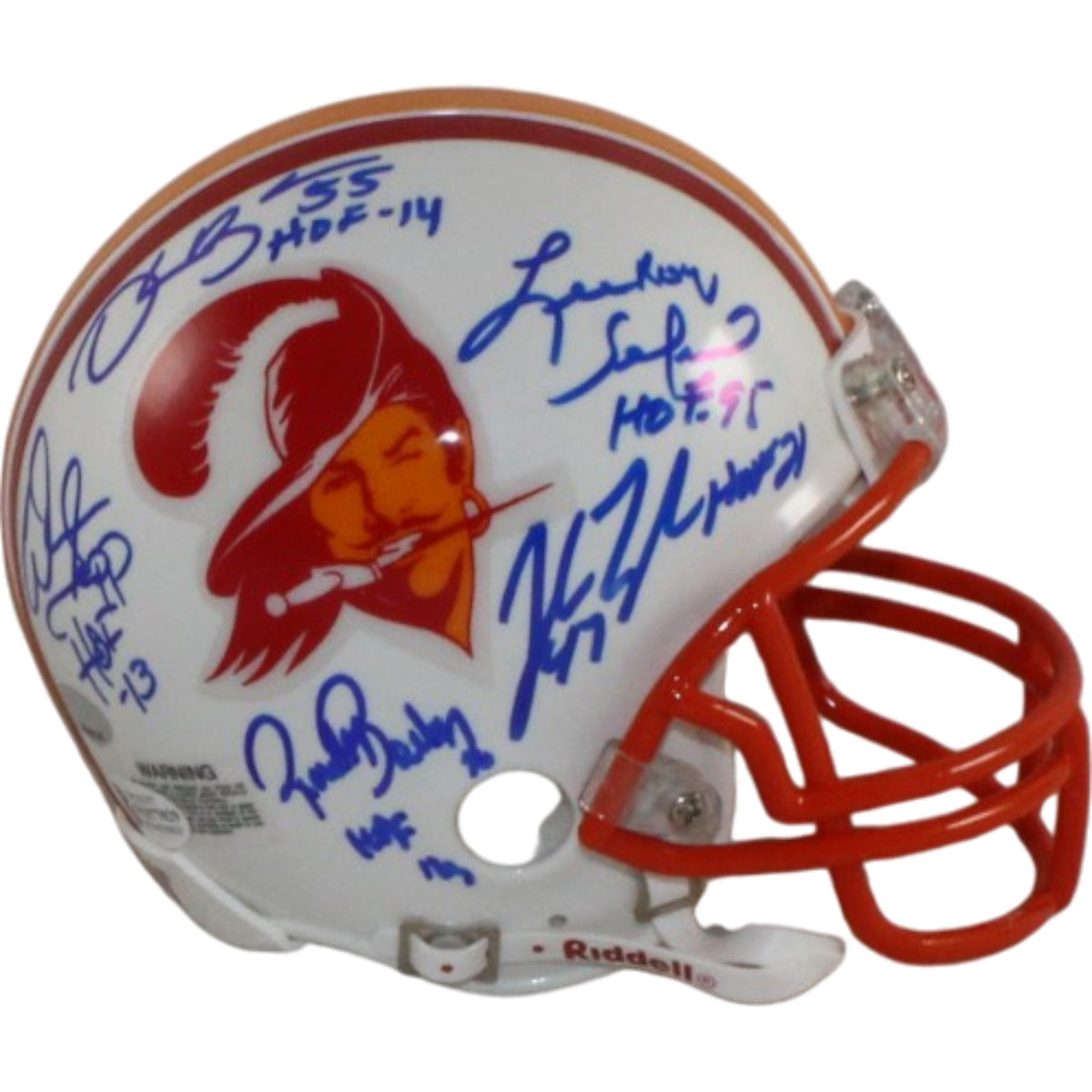 Lee Roy Selmon +4 Tampa Bay Buccaneers Signed Mini Helmet - 75-96 Beckett Beckett - 57280-Powers Sports Memorabilia