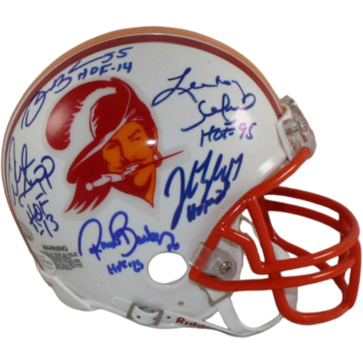Lee Roy Selmon +4 Tampa Bay Buccaneers Signed Mini Helmet - 75-96 Beckett Beckett - 57282-Powers Sports Memorabilia