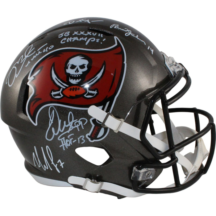 Tampa Bay Buccaneers SB 37 Alstott Sapp +3 Signed Full-Size TB Helmet Beckett W-Powers Sports Memorabilia
