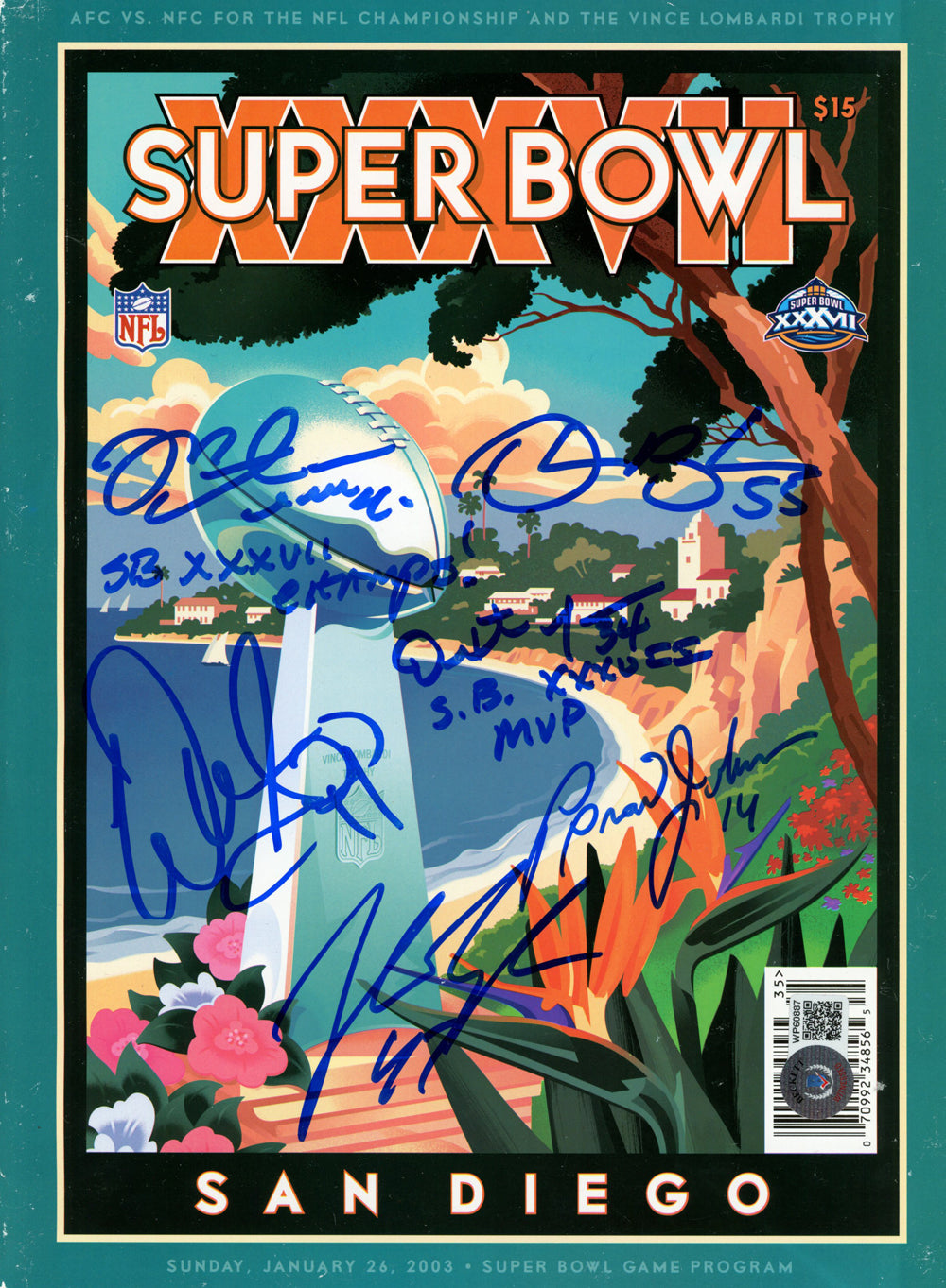 Tampa Bay Buccaneers Super Bowl XXXVII Official Signed Program BAS-Powers Sports Memorabilia