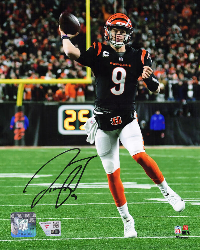 Joe Burrow Cincinnati Bengals Autographed Jersey Throwing Night Game 8x10-Powers Sports Memorabilia