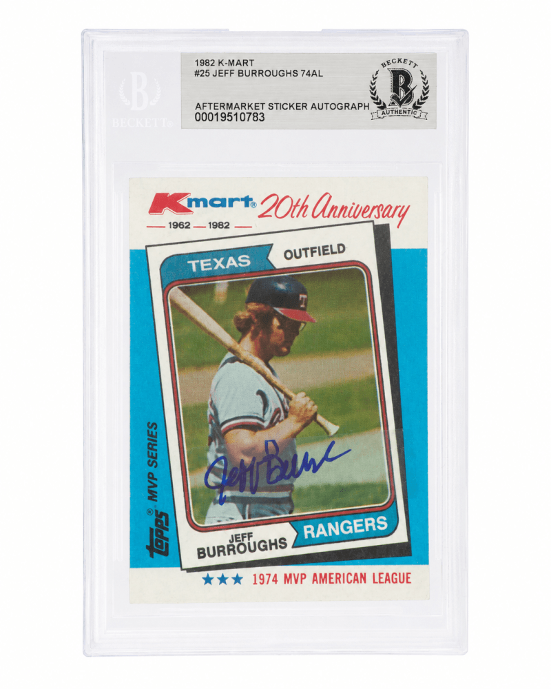 Jeff Burroughs Texas Rangers Autographed 1982 Topps Kmart Baseball Card #25-Powers Sports Memorabilia