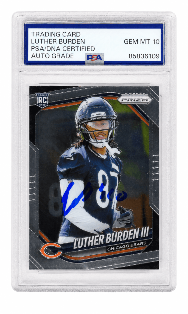 Luther Burden III Autographed Chicago Bears 2025 Panini Prizm Rookie Football Card #331 - (PSA Encapsulated - Auto Grade 10)-Powers Sports Memorabilia