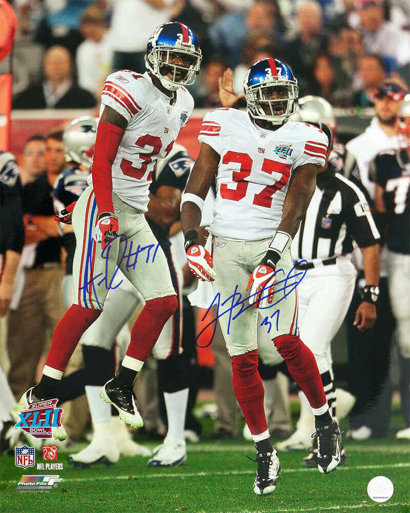 Aaron Ross & James Butler Autographed New York Giants Super Bowl XLII Action 16x20 Photo-Powers Sports Memorabilia