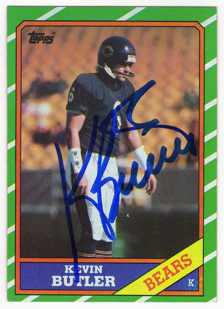 Kevin Butler Autographed Chicago Bears 1986 Topps Rookie Football Trading Card #18-Powers Sports Memorabilia