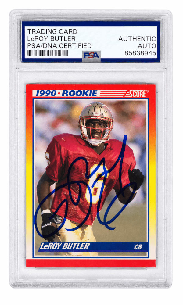LeRoy Butler Autographed 1990 Score Rookie Football Trading Card #619 - (PSA Encapsulated)-Powers Sports Memorabilia