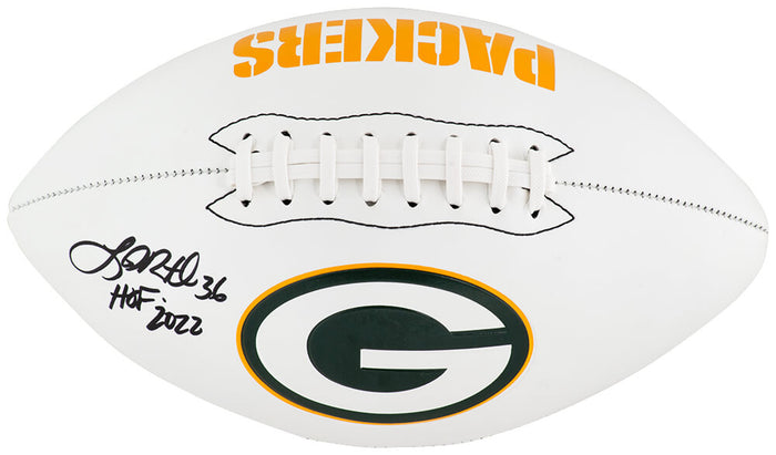 LeRoy Butler Autographed Green Bay Packers Franklin White Logo Football with HOF 2022-Powers Sports Memorabilia