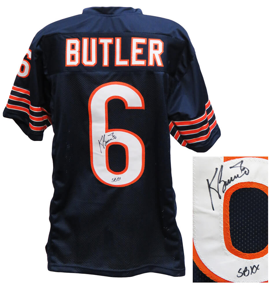 Kevin Butler Autographed Navy Custom Football Jersey with SB XX-Powers Sports Memorabilia