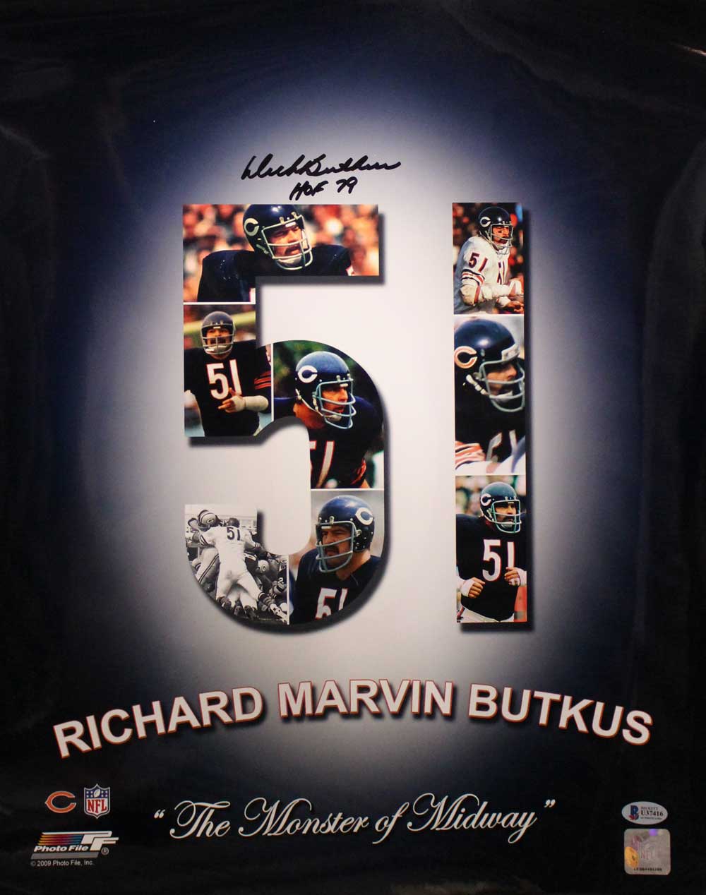 Dick Butkus Autographed Chicago Bears 16x20 Photo HOF – Beckett Authenticated-Powers Sports Memorabilia