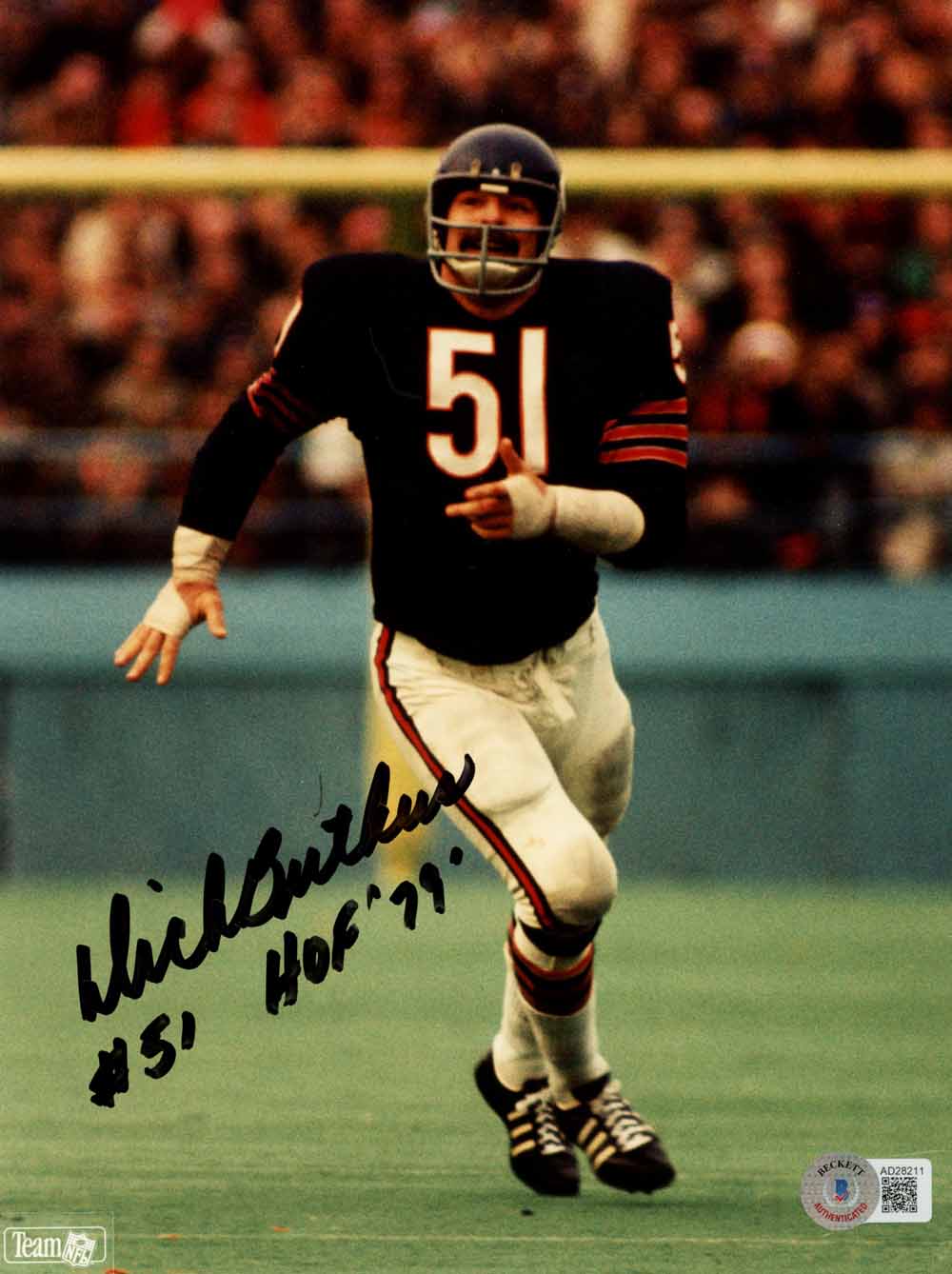 Dick Butkus Chicago Bears Signed 8x10 Photo - HOF Beckett Beckett-Powers Sports Memorabilia