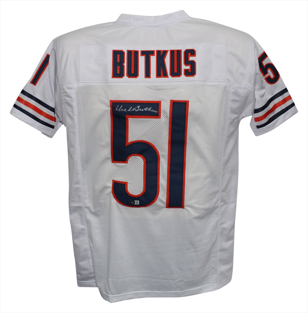 Dick Butkus Chicago Bears Signed Jersey - Pro Style White XL Beckett Beckett-Powers Sports Memorabilia