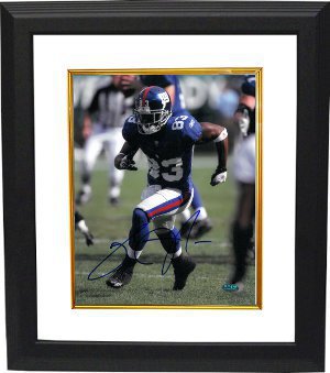 Sinorice Moss Autographed New York Giants 8 x 10 Action Photograph Custom Framing- Moss Hologram-Powers Sports Memorabilia