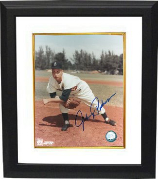 Johnny Podres Autographed Brooklyn Dodgers 8 x 10 Pitching Photograph Custom Framing (deceased)-Powers Sports Memorabilia
