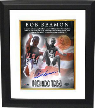 Bob Beamon Autographed Team USA Track & Field 16 x 20 Photograph Custom Framing - Leaf Authentics Hologram 1968 Mexico Olympics World Record-Powers Sports Memorabilia