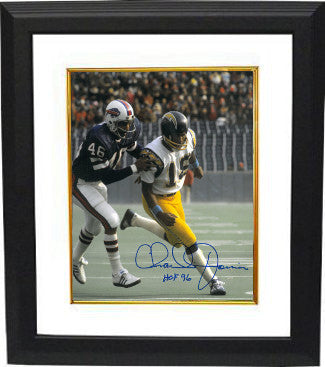 Charlie Joiner Autographed San Diego Chargers 8 x 10 Photograph Custom Framing with HOF 96 (white jersey vs Bills)-Powers Sports Memorabilia