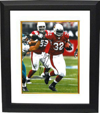 Edgerrin James Autographed Arizona Cardinals 8 x 10 Photograph Custom Framlng-Powers Sports Memorabilia