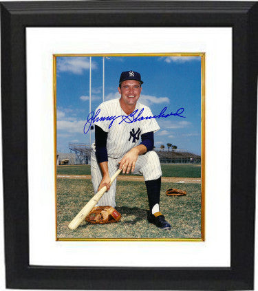 Johnny Blanchard Autographed New York Yankees 8 x 10 Photograph Custom Framing (on knee - deceased)-Powers Sports Memorabilia