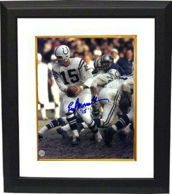 Earl Morrall Autographed Baltimore Colts 8 x 10 Photograph Custom Framing #15 (hand off)-Powers Sports Memorabilia