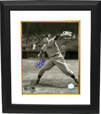 Bob Feller Autographed Cleveland Indians 8 x 10 Photograph Custom Framing HOF 62 - JSA Authenticated-Powers Sports Memorabilia
