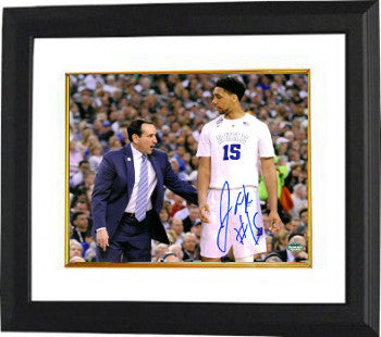 Jahlil Okafor Autographed Duke Blue Devils 16 x 20 Photograph #15 Custom Framing (with Mike Krzyzewski) - Schwartz Hologram-Powers Sports Memorabilia