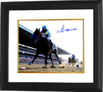 American Pharoah / Victor Espinoza Autographed 16 x 20 Photograph Custom Framing 2015 Belmont Stakes -Steiner Hologram-Powers Sports Memorabilia