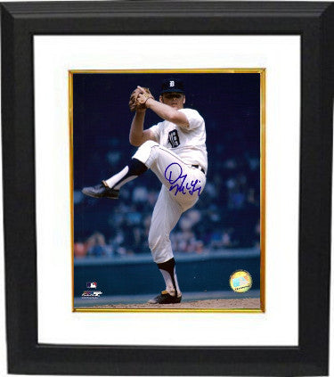 Denny McLain Autographed Detroit Tigers 8 x 10 Photograph Custom Framing (leg up-blue sig)-Powers Sports Memorabilia